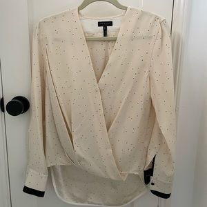 Rag & Bone Victor Silk Blouse Off White Long Sleeves Size S
